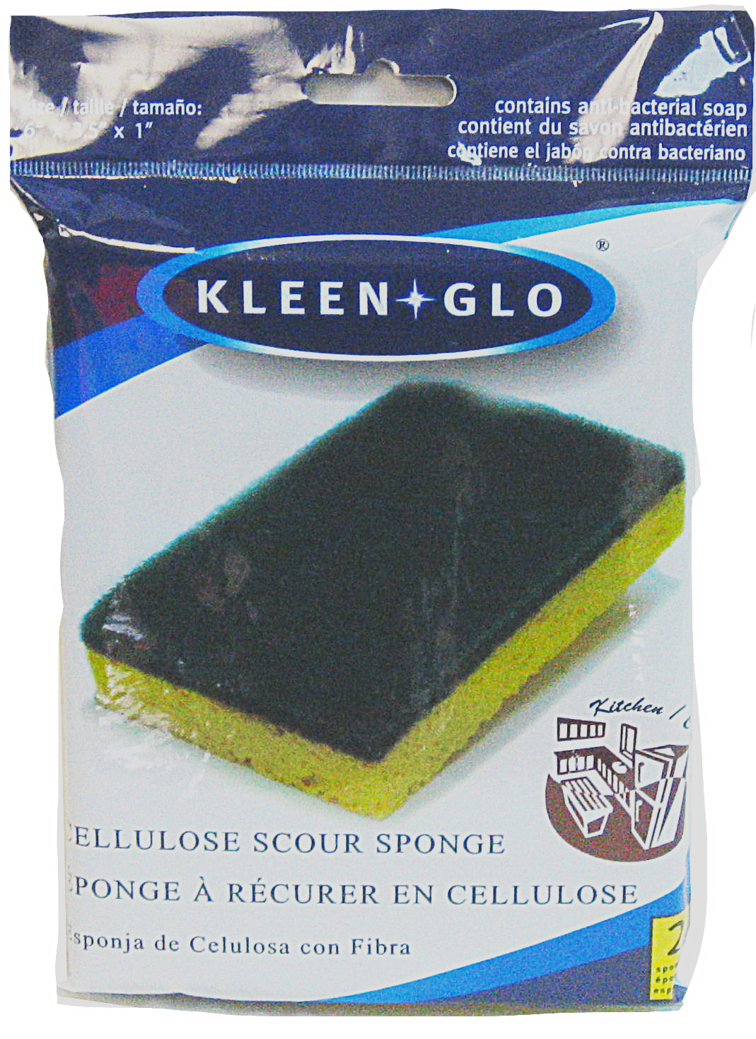 Kleen Glo Kitchen Sponge 2 Pack (12 Units)