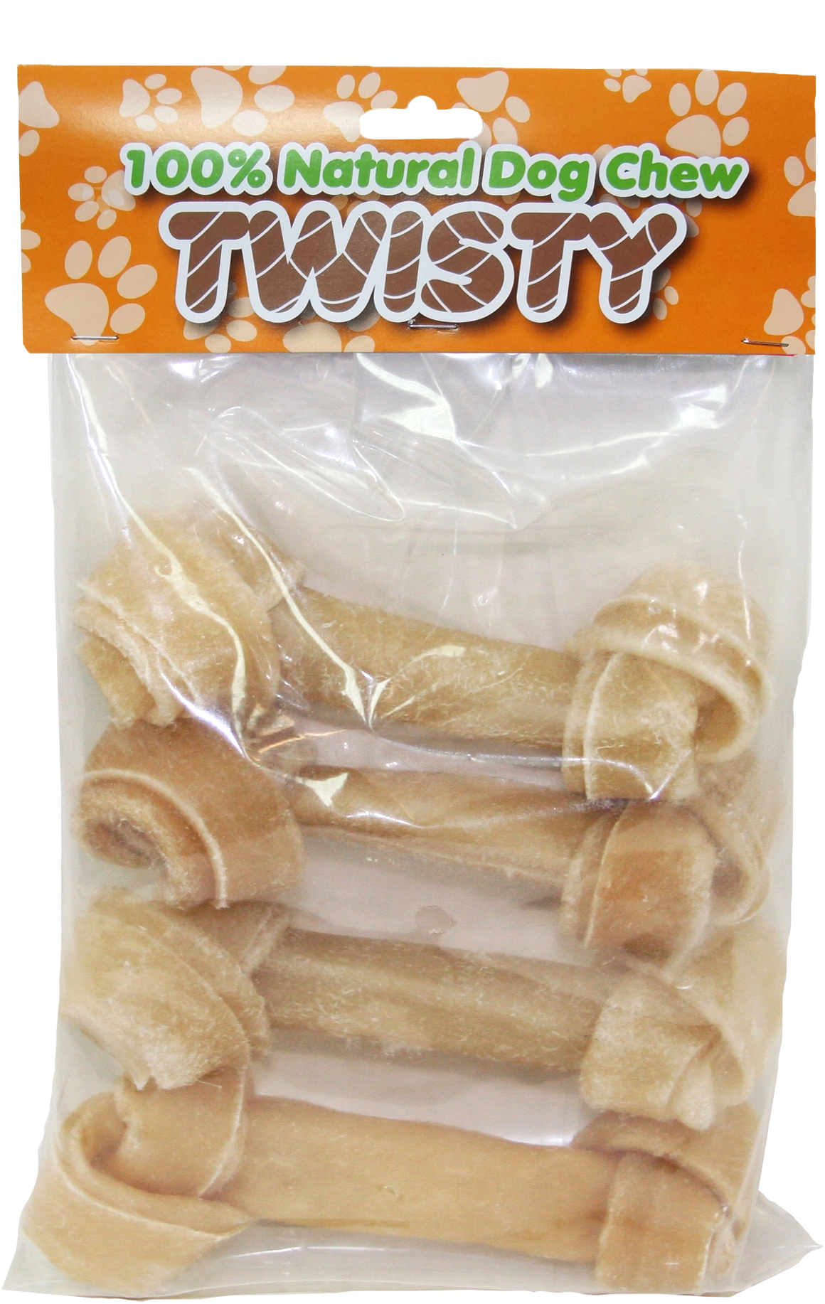 Twisty 4 Pack 4.5IN Rawhide Knot Bones (12 Units)