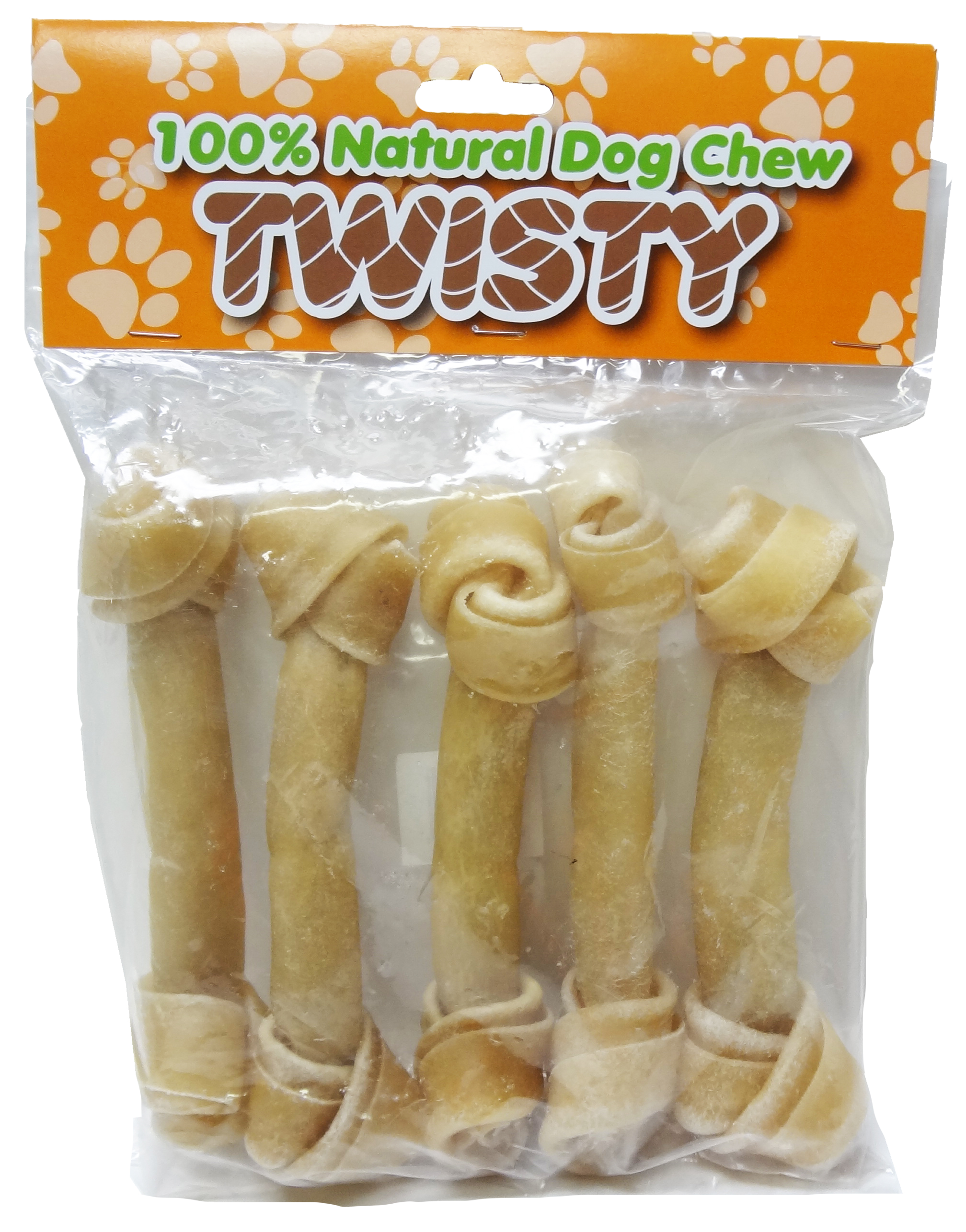 Twisty 5 Pack 7.5IN Rawhide Knot Bones (6 Units)