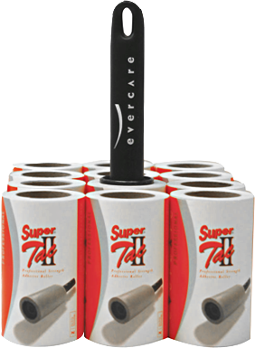 Super Tac Box Includes: 12 Units Of 60 Layer Rolls With 1 Handle (24 Rolls+2 Free Handles)