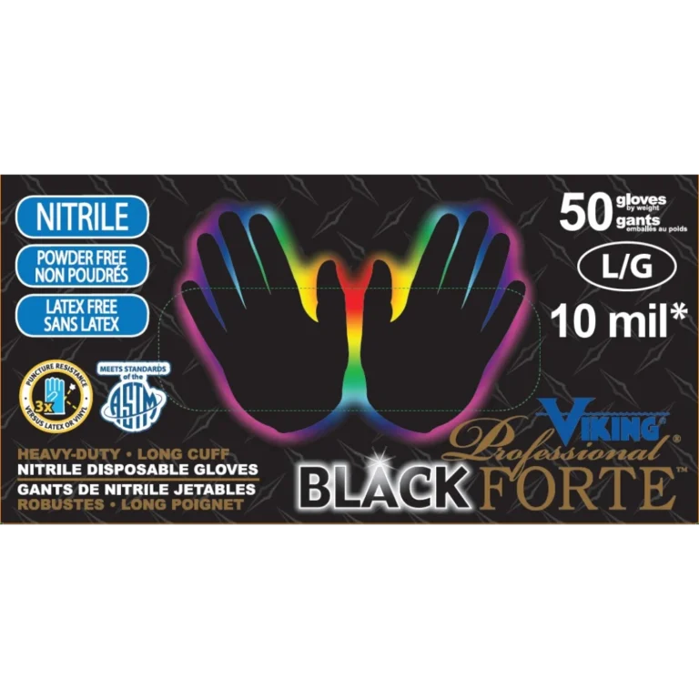 Viking Professional® Black Forte™ Nitrile Disposable Gloves - (10 mil) - 50 Pack [10 Boxes]