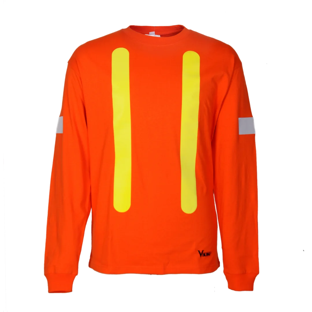 Viking® 6017O Hi-Vis Safety Cotton Long Sleeve Shirt with Reflective Tape